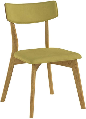 Abrielle Mid-Century Modern Fabric Dining Chairs with Natural Oak Finished Rubberwood Frame, 2-Pcs Set, Green Tea / Natural Oak