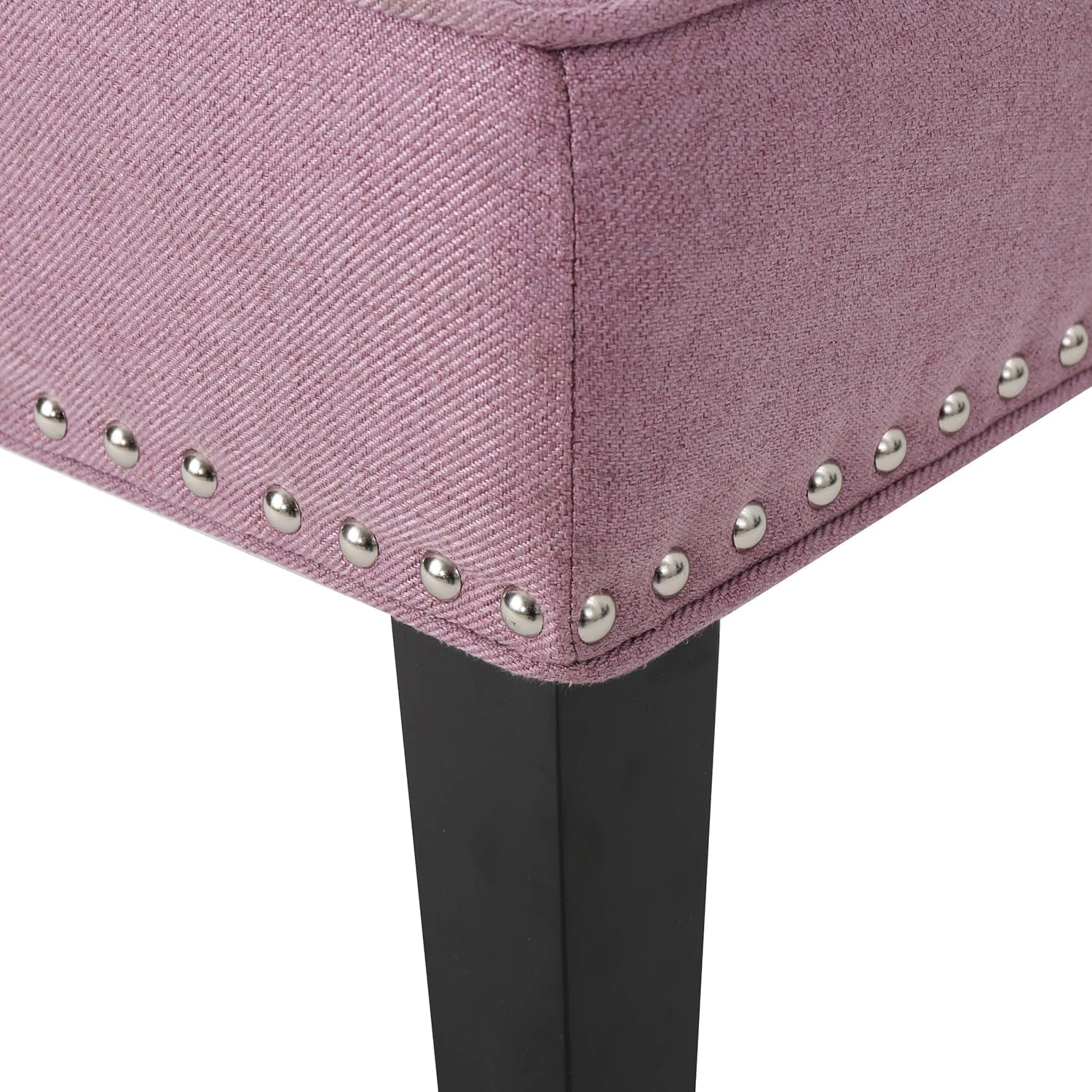 Adelina Occasional Chair Wing Back Nail Head Accents Button Tufted Corded Fabric Lavender, Light Lavendar