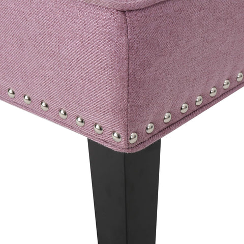 Adelina Occasional Chair Wing Back Nail Head Accents Button Tufted Corded Fabric Lavender, Light Lavendar