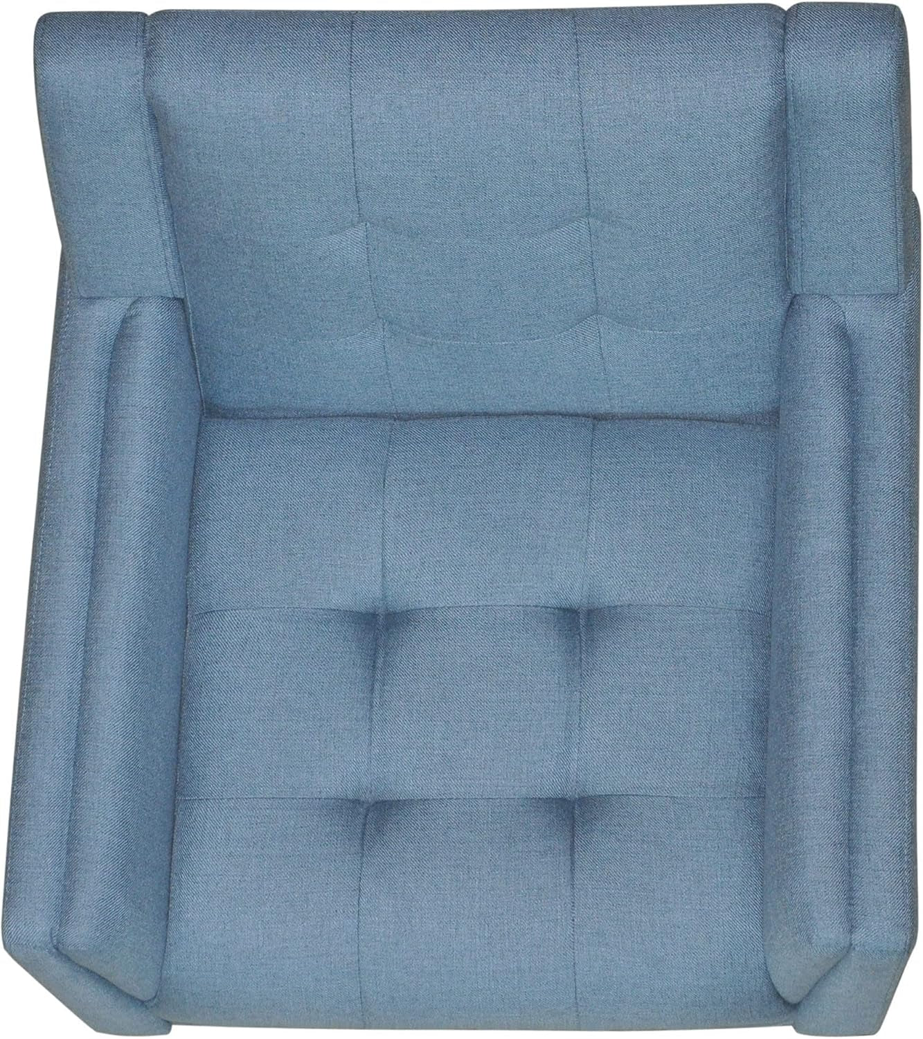 Alisa Mid Century Modern Fabric Arm Chair, Blue and Walnut