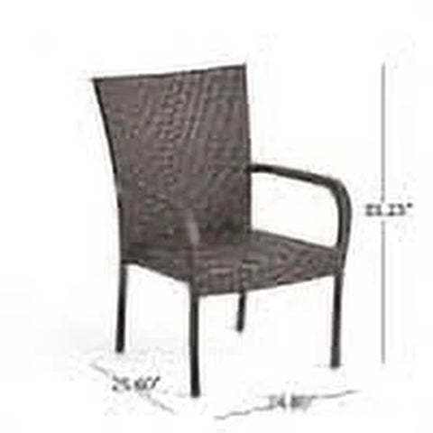 Abel Outdoor Acacia Wood and Wicker 3 Piece Bistro Set, Teak and Multibrown