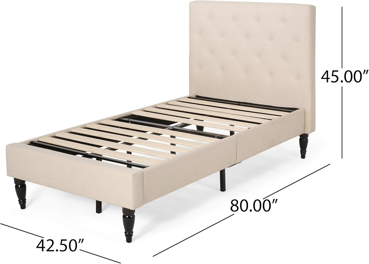 Lydia Twin Bed Platform, Beige, Black