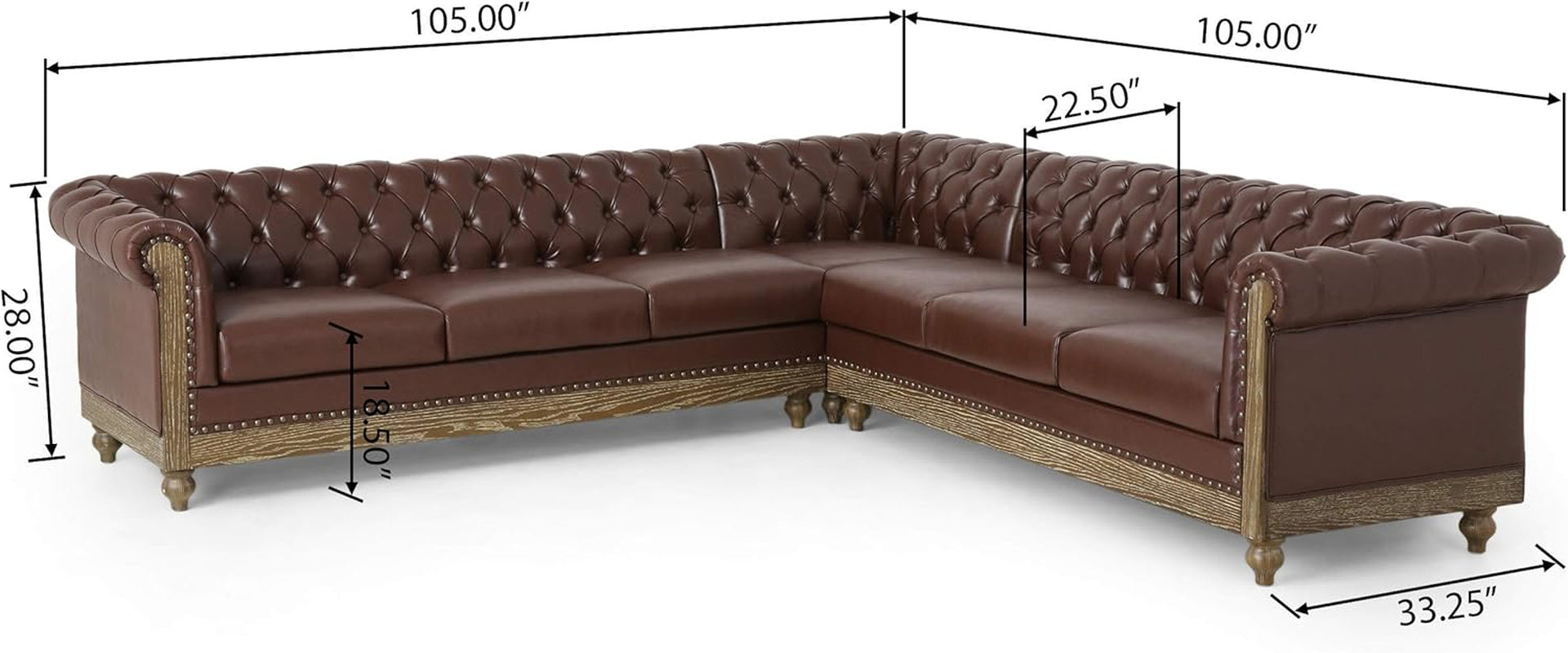 Castalia Sectional, Dark Brown + Natural