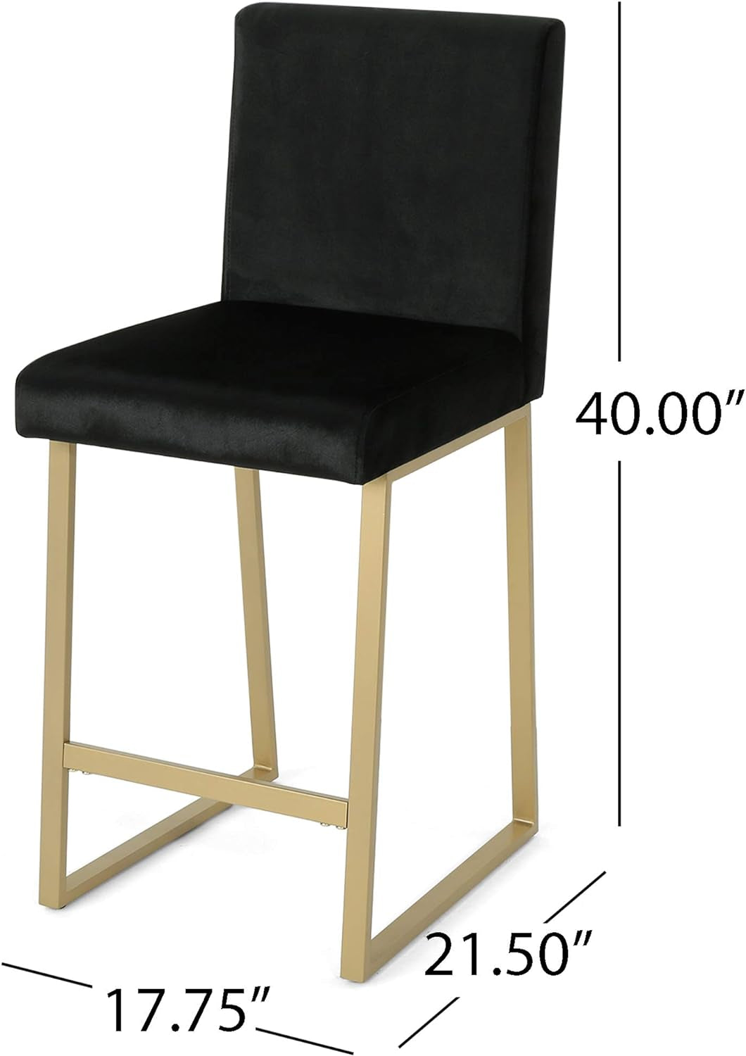 Great Deal Furniture Christopher Knight Home Lexi Modern Velvet Barstools, Black and Brass (Set of 2)