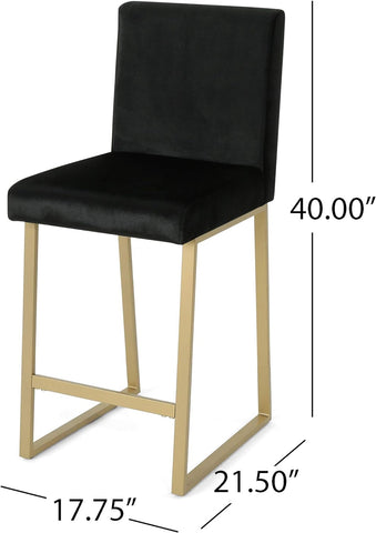 Great Deal Furniture Christopher Knight Home Lexi Modern Velvet Barstools, Black and Brass (Set of 2)