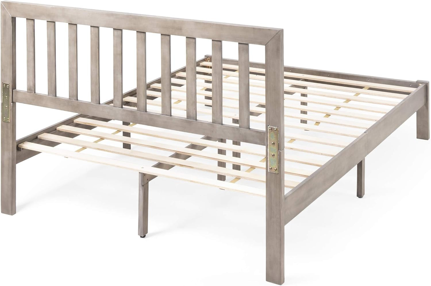 Eunice Acacia Wood Queen Bed Platform, Gray