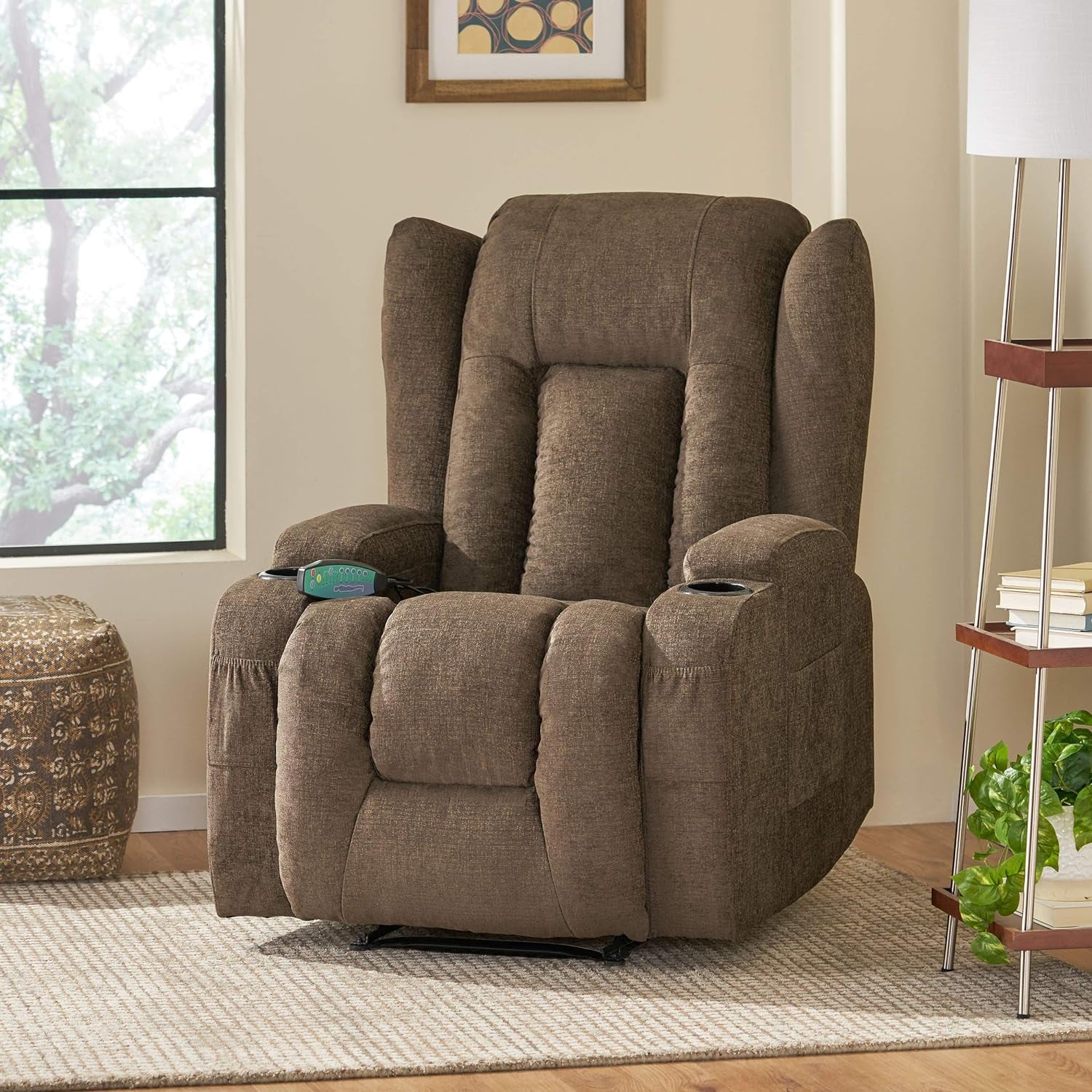 Lavonia Massage Recliner, Brown + Black