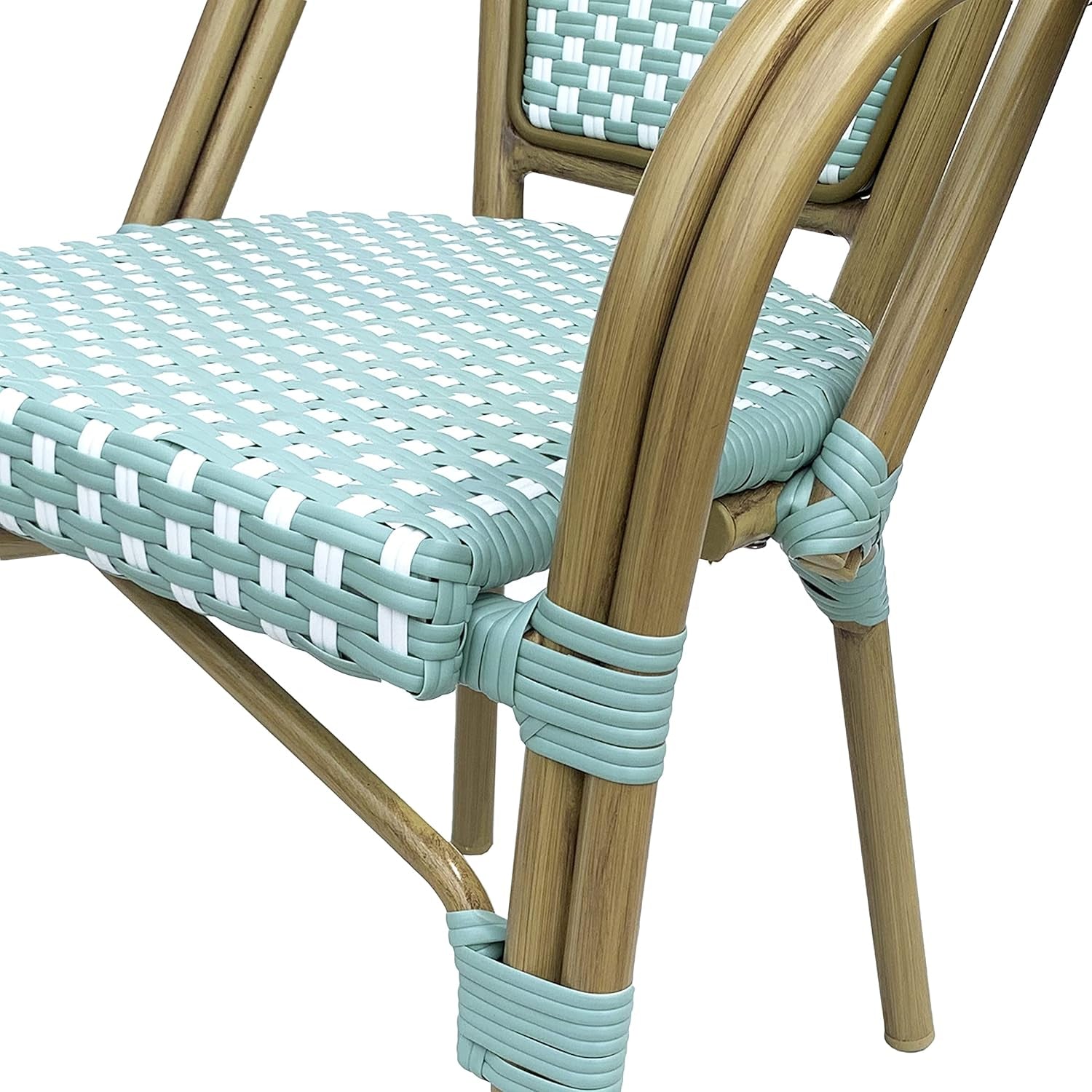 Brianna Bistro Chairs, Light Teal + White + Wood Print