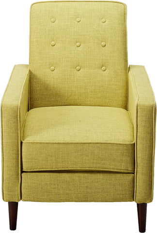 Mervynn Mid-Century Modern Fabric Recliner, Polyester, Muted Green / Dark Espresso