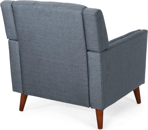 Evelyn Mid Century Modern Fabric Arm Chair, Dark Gray, Walnut