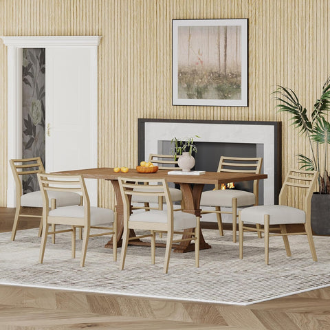 Fernleaf Dining Set, 20.25 "W X 24 "D X 34 "H, Natural Brown + Light Ash + Light Beige Tweed