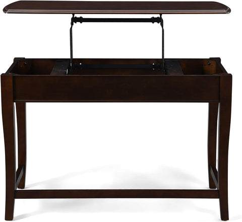 Janice Transitional Lift-Top Standing Desk, Dark Walnut