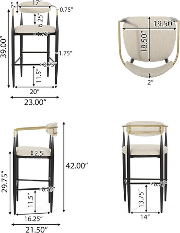 Elmore 30 Inch Barstools - Beige/Black/Gold (Set of 2)