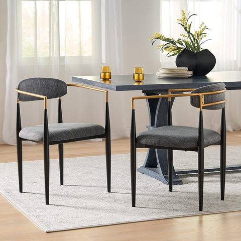 Elmore Dining Chair, 22.75 "W X 21.75 "D X 31.5 "H, Charcoal + Black + Gold