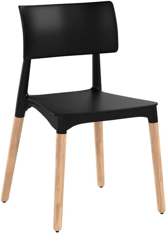 Isabel Modern Dining Chair with Beech Wood Legs (Set of 2), Black and Natural