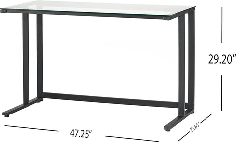 Eghan Tempered Glass Computer Desk, Black