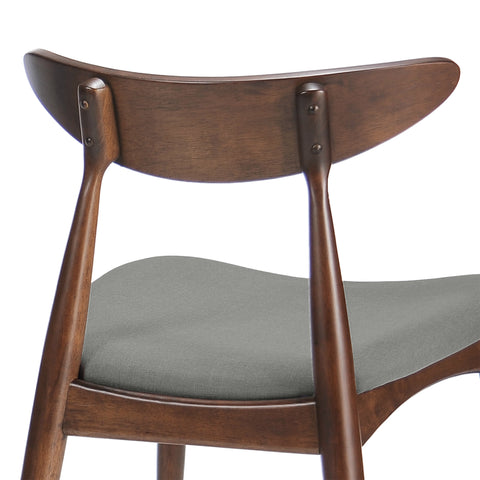 Branson Indoor Fabric Dining Chairs, Set of 2, Light Grey, Walnut