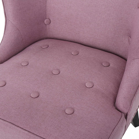 Adelina Occasional Chair Wing Back Nail Head Accents Button Tufted Corded Fabric Lavender, Light Lavendar