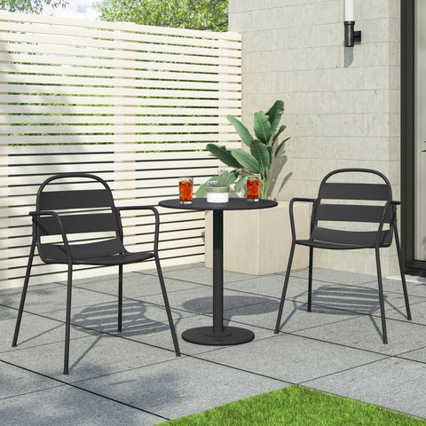 Keairns Outdoor 3 Piece Bistro Set, Matte Metal Black