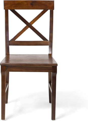 Bostwick Farmhouse Acacia Wood Dining Chair (Set of 2), 17.75 "W X 21 "D X 35 "H, Rich Mahogany