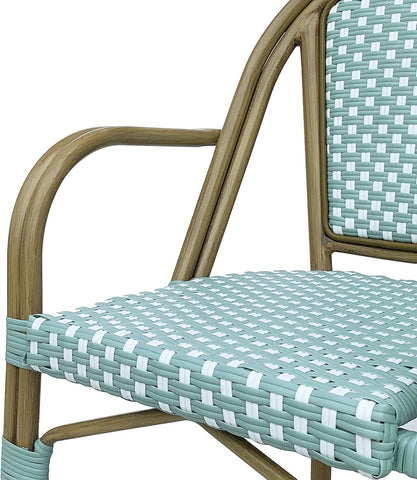 Brianna Bistro Chairs, Light Teal + White + Wood Print