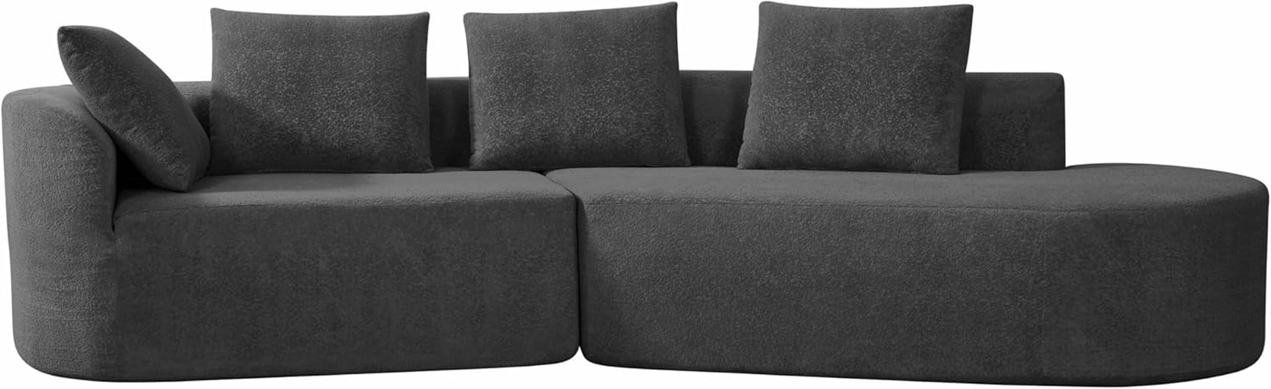 Randa Upholstered Sectional Sofa for Living Room, 5-Seater Oversized Chair Cloud Couch, Fully Assembled Long Sofa Chaise Lounge, Charcoal Gray