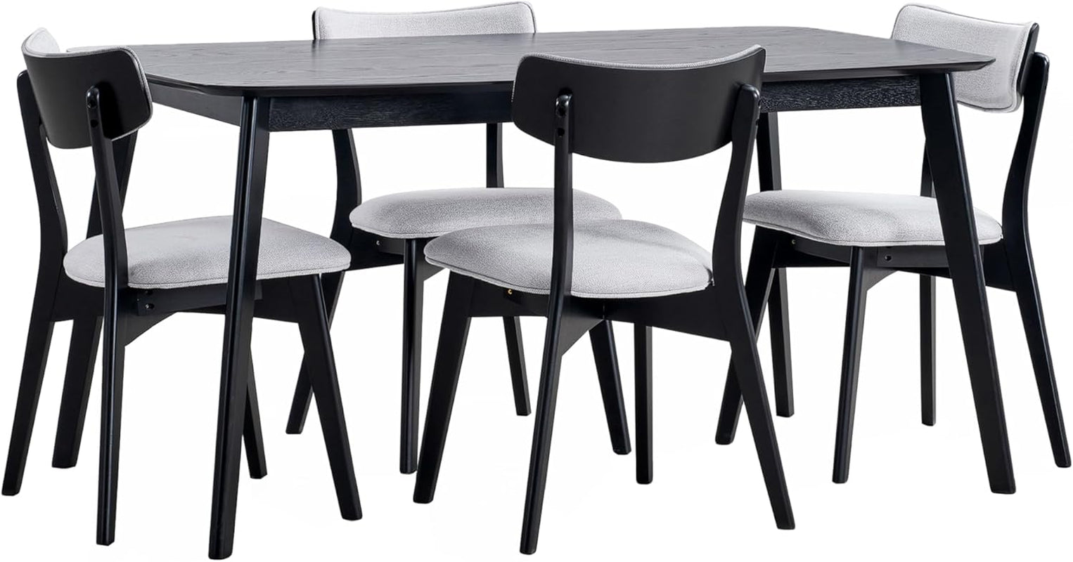 Alma Dining Set, 19.75 "W X 19.75 "D X 31 "H, Black + Light Gray