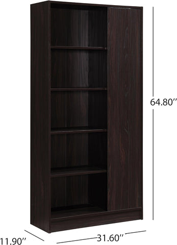 Amelia Mid-Century Faux Wood Bookcase, Walnut Finish