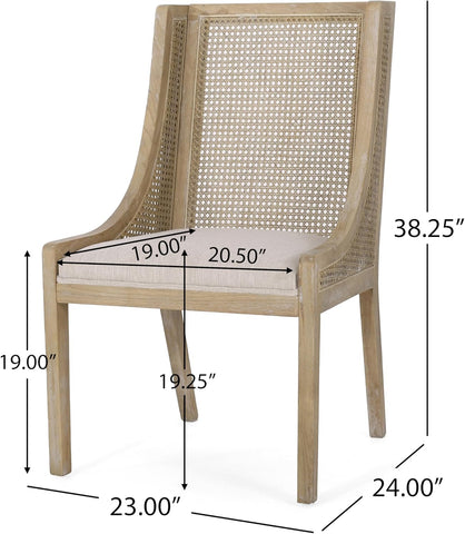 Maurers Dining Chair, 23 "W X 24 "D X 38.25 "H, Beige + Natural Brown