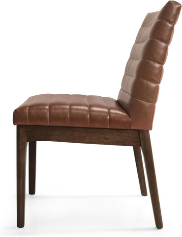 Lancer Dining Chair, 17.6 "W X 23.6 "D X 33.75 "H, Cognac Brown + Walnut