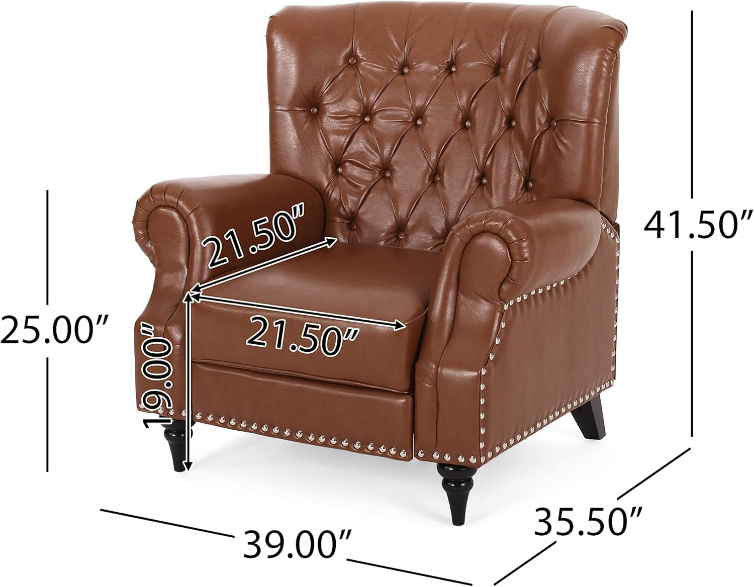 Sunapee Recliner, Cognac Brown + Espresso