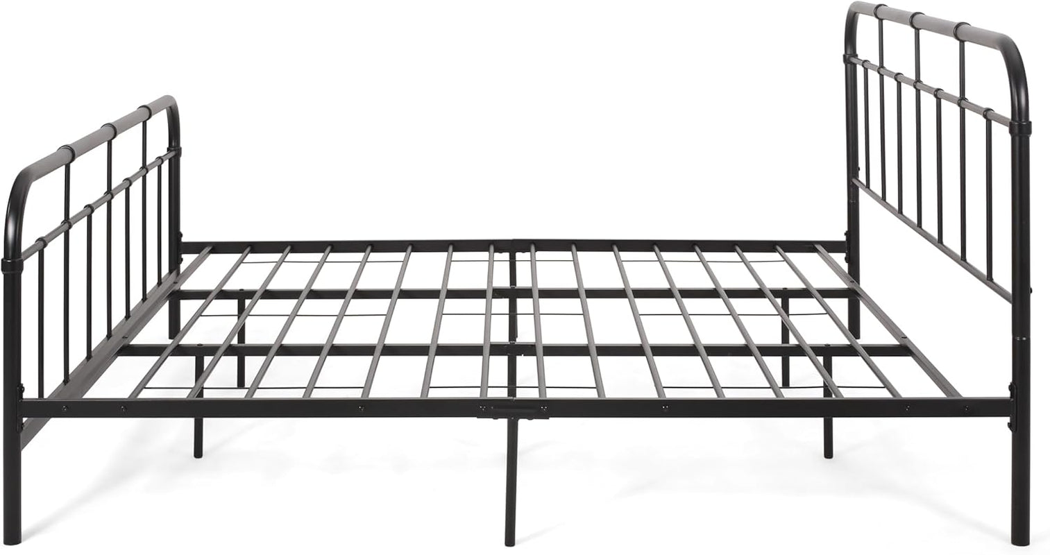 Berthoud Industrial Iron King Bed Frame, Flat Black