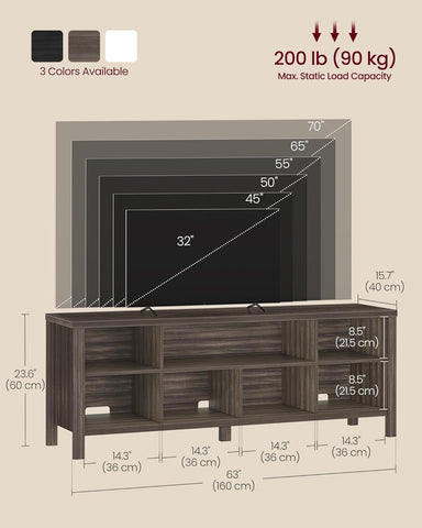 TV Stand for Tvs up to 70 Inches, Entertainment Center with Storage Shelves, TV Console Table, Easy to Assemble, TV Cabinet for Living Room, Bedroom, Chestnut Brown ULTV114K01