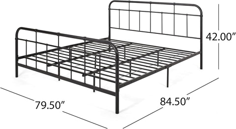 Berthoud Industrial Iron King Bed Frame, Flat Black