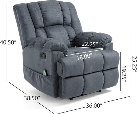 Coosa Massage Recliner, Charcoal + Black