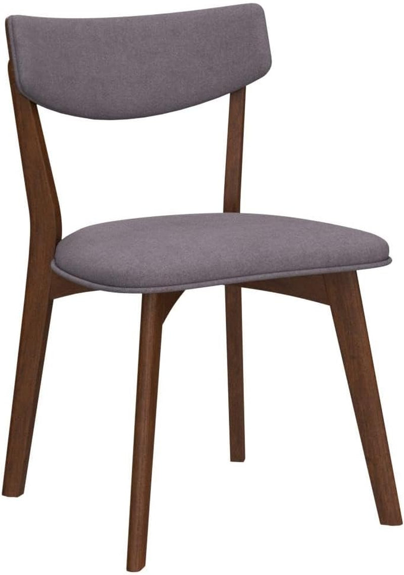 Abrielle Mid-Century Modern Fabric Dining Chairs with Natural Walnut Finished Rubberwood Frame, 2-Pcs Set, Dark Grey / Natural Walnut