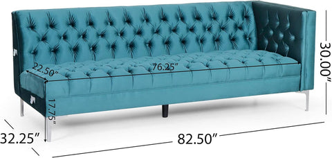 Tignall Sectional, Teal + Silver