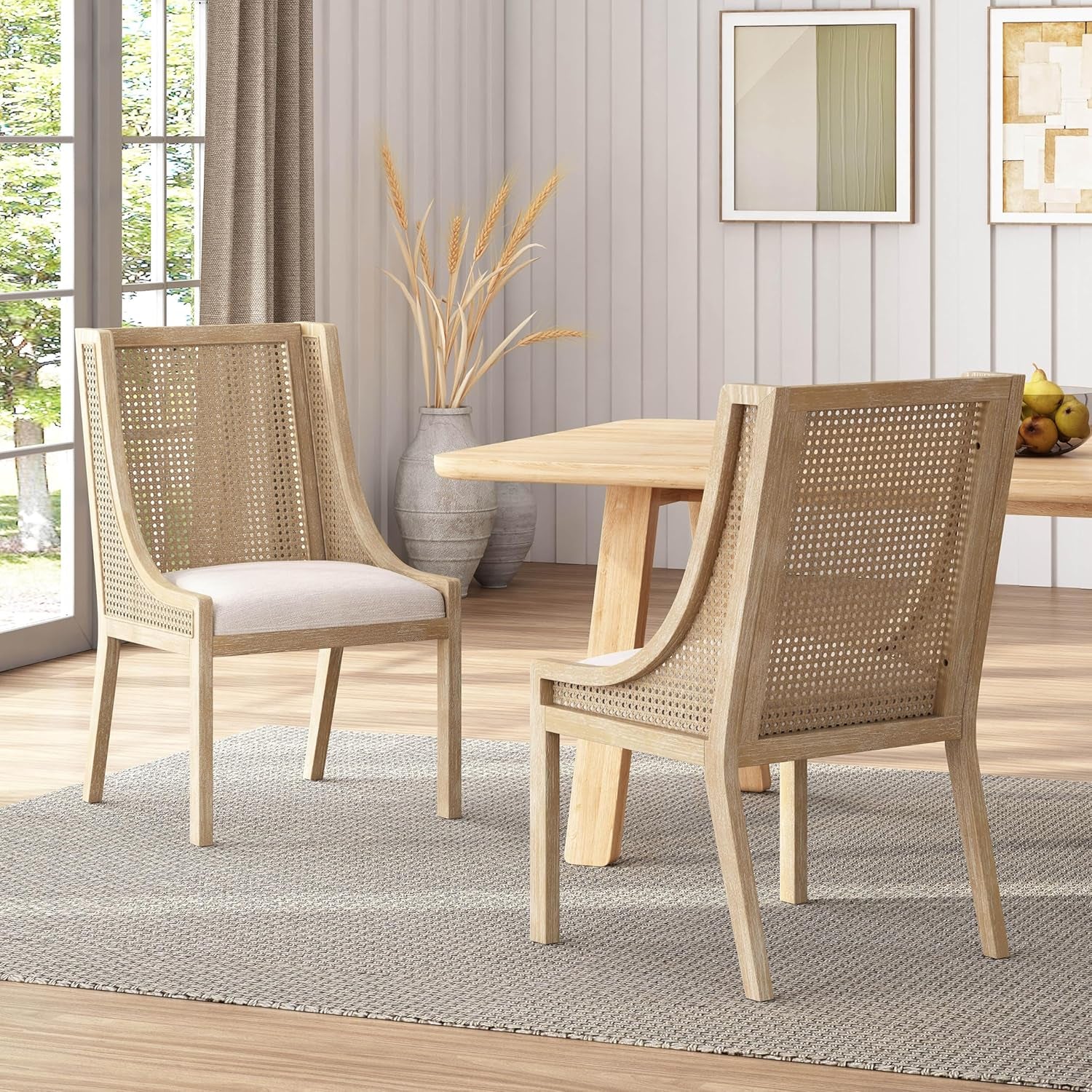 Maurers Dining Chair, 23 "W X 24 "D X 38.25 "H, Beige + Natural Brown