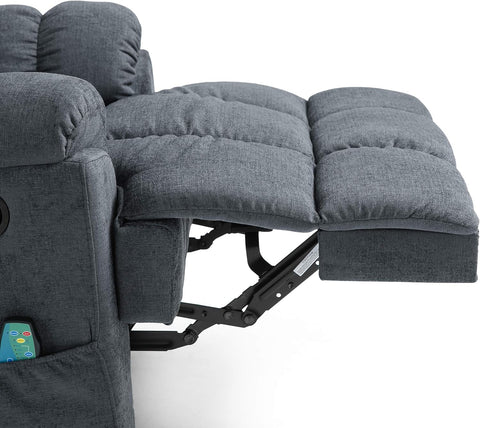 Coosa Massage Recliner, Charcoal + Black