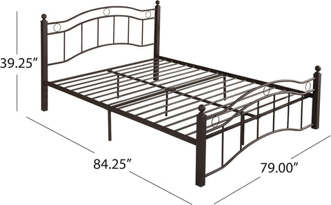 Bouvardia Contemporary Iron King Bed Frame, Hammered Copper