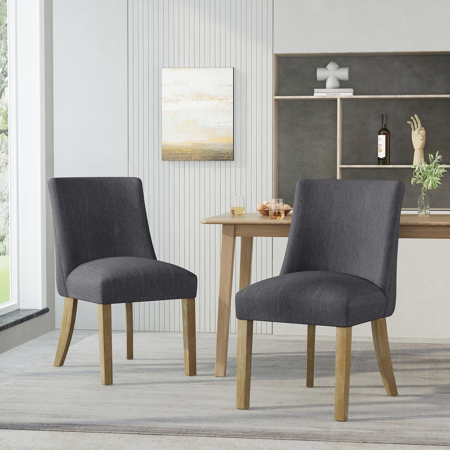 Frances Dining Chair, 19.75 "W X 24.75 "D X 35 "H, Charcoal + Natural Brown