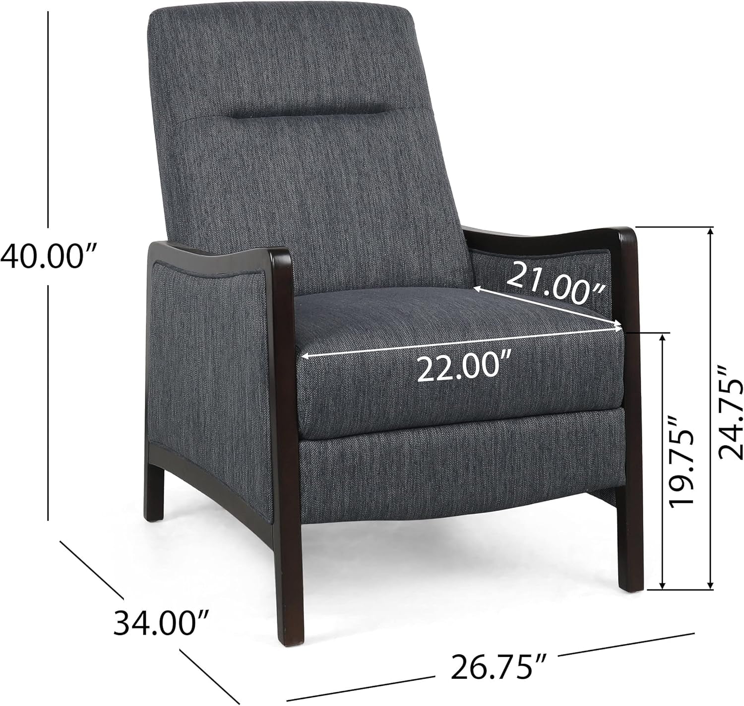 Veatch Recliner, Charcoal + Dark Walnut