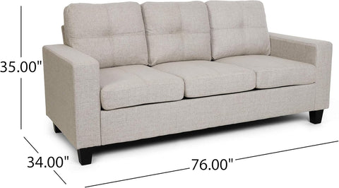 Viviana Three Seater Sofa with Wood Legs, Beige and Natural Finish