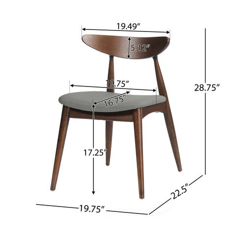 Branson Indoor Fabric Dining Chairs, Set of 2, Light Grey, Walnut