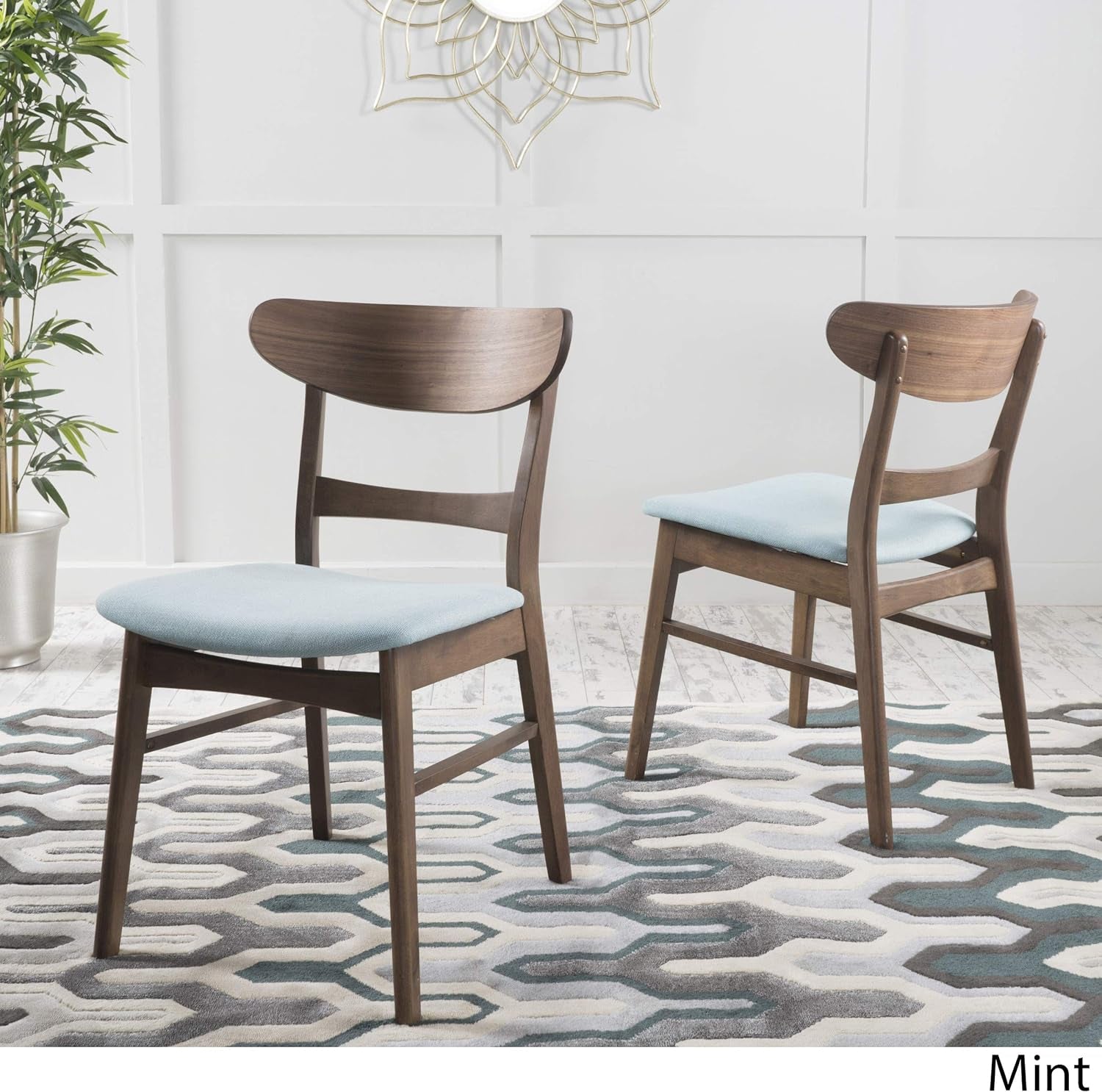 Idalia Dining Chairs, 2-Pcs Set, Mint / Walnut Finish