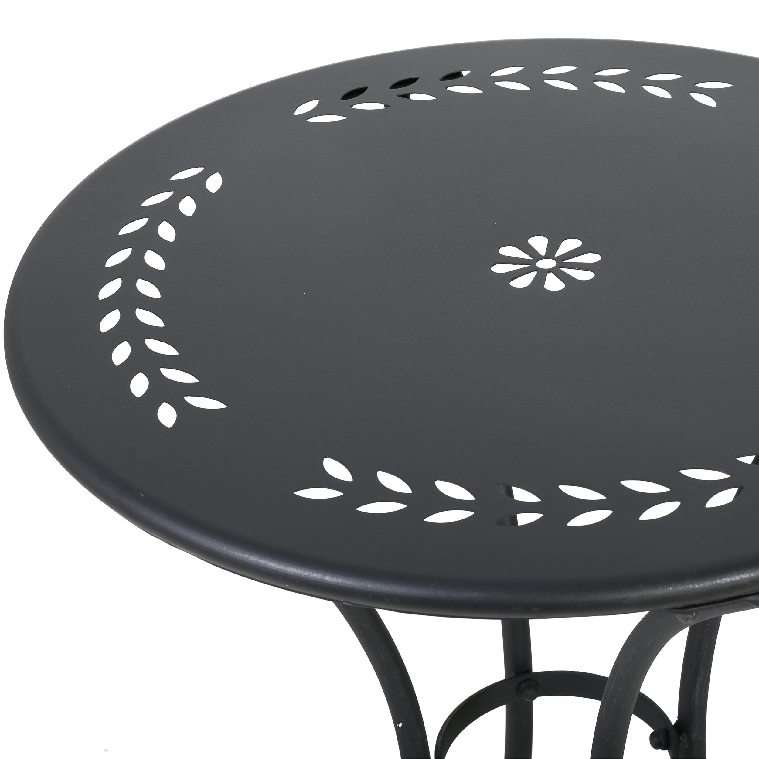 Tottenham Outdoor Iron Bistro Set, Black Sand