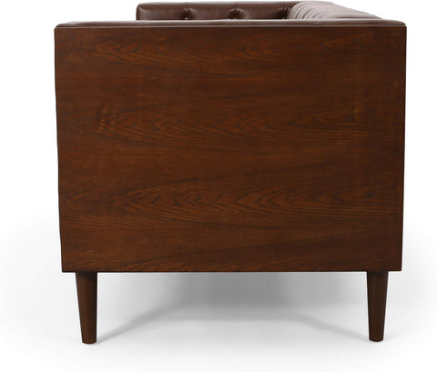 Solomon Contemporary Tufted Deep Seated Sofa with Accent Pillows, Dark Brown and Espresso