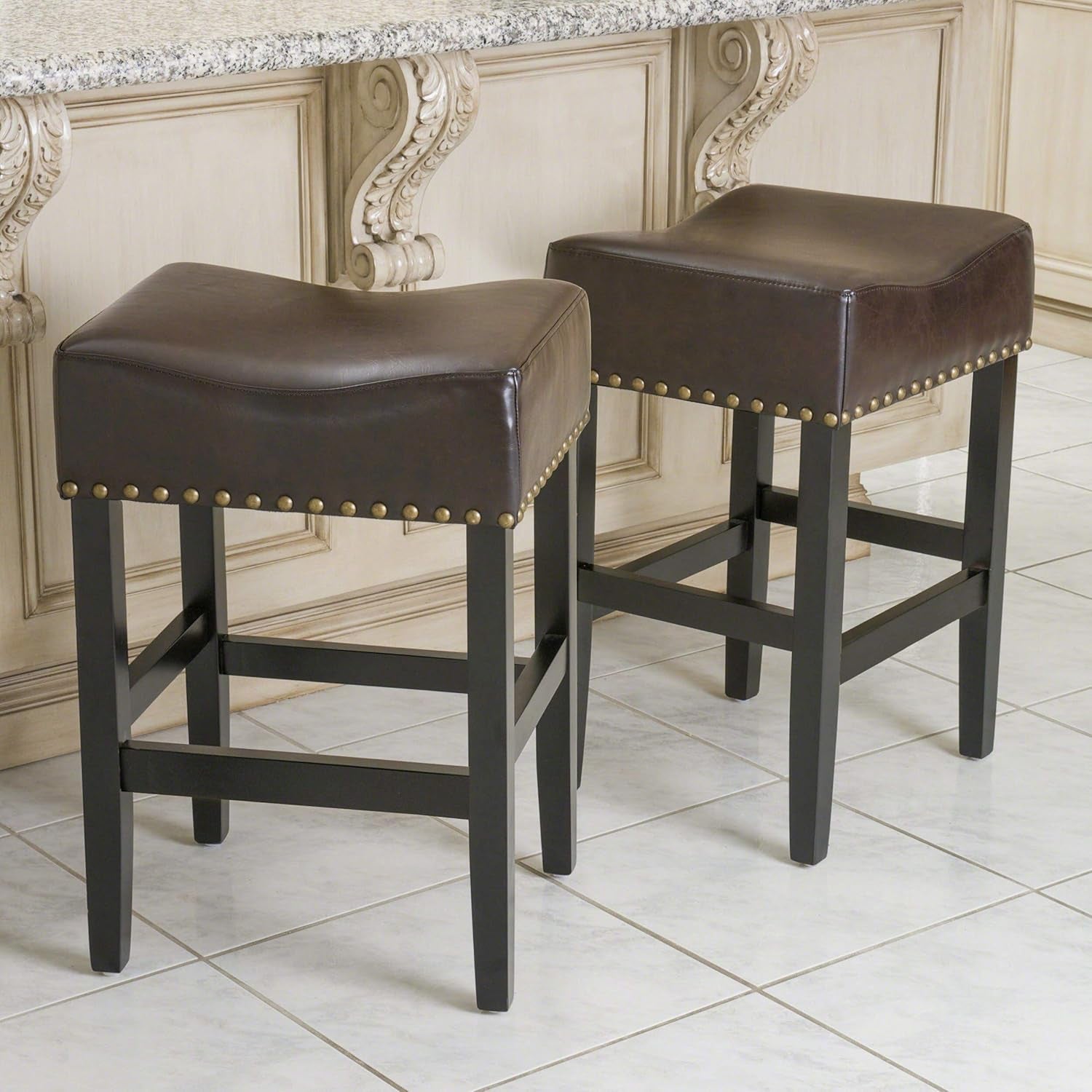 Lisette Backless Counter Stools, 2-Pcs Set, Brown