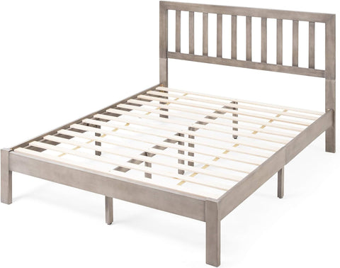 Eunice Acacia Wood Queen Bed Platform, Gray