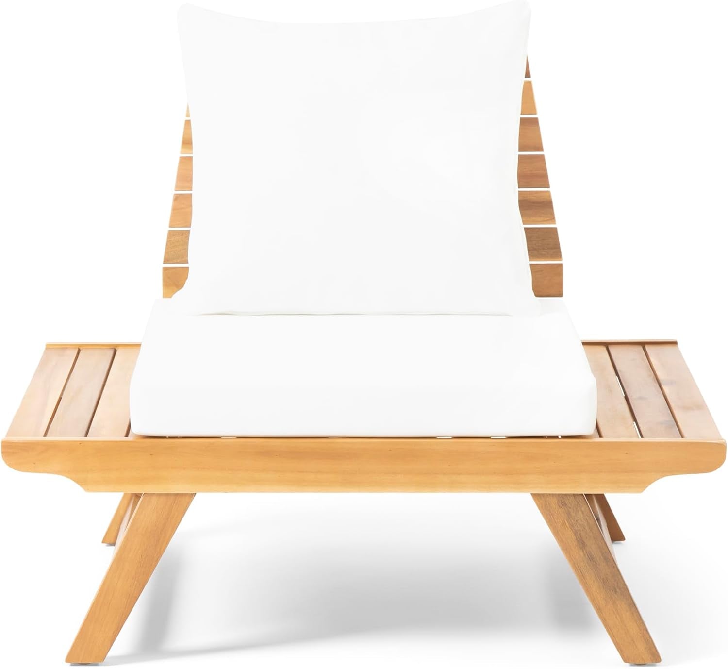 Sedona Outdoor Acacia Wood 6 Seater Chair Loveseat Cushions Chat Patio Furniture Conversation Sets with Coffee Table, 37 "W X 28.25 "D X 29.5 "H, Teak + White